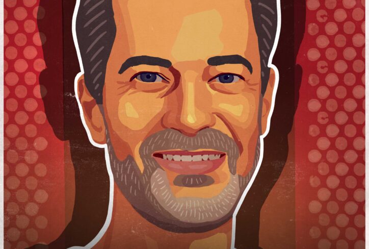 Illustrated portrait of a smiling man with dark hair and beard on a red patterned background. Text reads: “The Jordan Harbinger Show, featuring Bjorn Ekeberg, #1298.”.