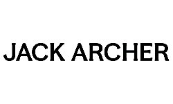The image prominently displays "JACK ARCHER" in bold, black, uppercase letters on a clean white background, emphasizing the Jack Archer name.