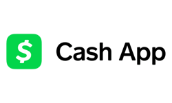 Cash App logo with a green square containing a white dollar sign next to the words Cash App in bold black text on a clean white background, representing the signature branding of Cash App.